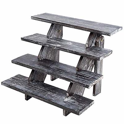 Hallops Wood 2 Tiered Tray | Rustic Farmhouse Decor | Rustic Serving Cake  Stand | Galvanized Kitchen Table | Fall Decor | Food and Party