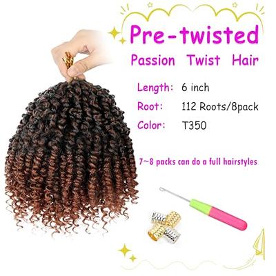 6 Inches 8 Packs Short Passion Twist Crochet Hair-Pre-twisted