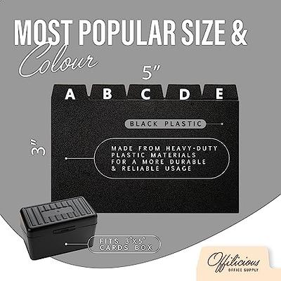 OFFILICIOUS Black Index Card Holder 4x6 - Index Card Box With Dividers,  Ruled Cards & Stickers - Index Card Organizer Case, NoteCard Holder, Recipe