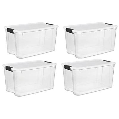 Hefty 8-Pack Small 3.75-Gallons (15-Quart) Clear-white-blue Weatherproof  Tote with Latching Lid at