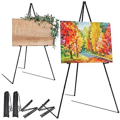 Easel for Sign, Aredy 63 Portable Painting Easels Stand for Display,  Lightweight Metal Easels for Painting Canvas, Wedding Sign (2 Pack, White)