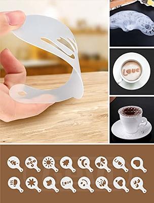 Cocoa Shaker,coffee Powder Shaker 16 Pcs Coffee Cappuccino Stencils &  Barista Pen For Cappuccino Po