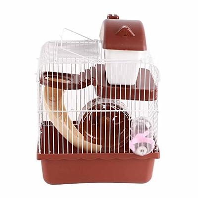 Hamiledyi Portable Hamster Cage 2 Layers Dwarf Hamster Habitat Small Animal  Travel Cage with Exercise Wheel Hamster Enclosure Mouse Cage for Hamsters