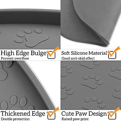 Silicone Dog Food Mat, Pet Bowl Mats with Raised Edges, Puppy