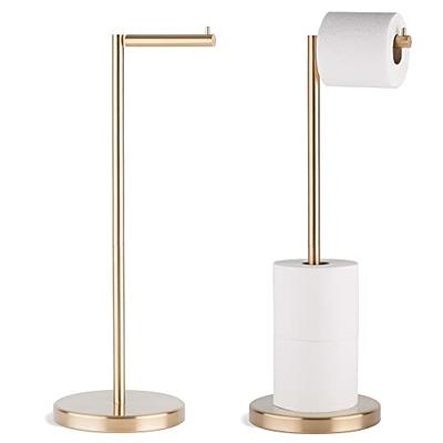 Toilet Paper Holder Free Standing, Toilet Paper Holder Stand with Storage,  Brushed Nickel Toilet Paper Stand for Bathroom, Tissue Roll Holder for 4