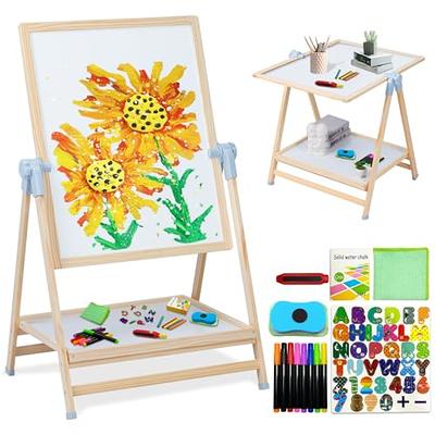 Dripex Kid's Wooden Art Easel, Double-Sided Height Adjustable