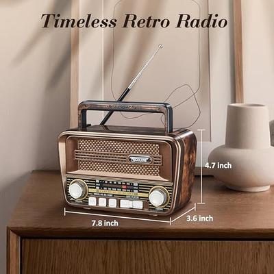 Videyas Portable Shortwave Retro Radio, AM FM Vintage Radio with Bluetooth  Speaker, Best Reception, Rechargeable Battery, Flashlight, AUX TF USB Disk  for Kitchen Gift Outdoor 