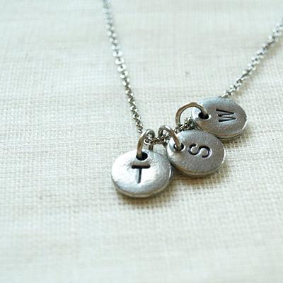 Three Initial Hand Stamped Charms, Necklace, Stamped, Personalized, Antique  Silver, Monogram - Yahoo Shopping