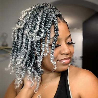 WUDAS Short Passion Twist Hair 8 Inch Pre-twisted Passion Twists Crochet  Hair Ombre Grey Pre-looped Synthetic Crochet Braids (7 Packs,TGrey) - Yahoo  Shopping