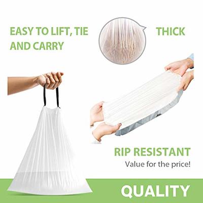 3 Gallon 220pcs Strong Drawstring Trash Bags Garbage Bags by Teivio,  Bathroom Trash Can Bin Liners, Small Plastic Bags for home office kitchen,  White