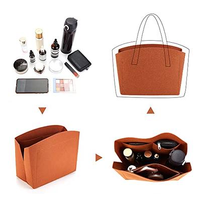 Vercord Felt Purse Organizer Insert Onthego 35 Handbag Tote Bag Organizer  Bag in Bag with Removable Zipper (Rectangular, leather, Brown) : :  Bags, Wallets and Luggage