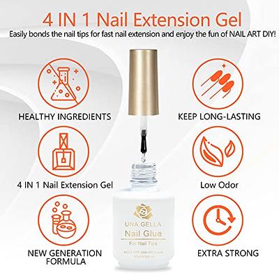 UNA GELLA Gel Nail Glue and Tip Primer Set - Extra Strong Gel x Nail Glue  Long