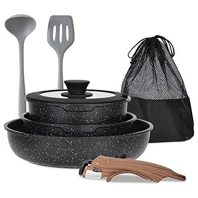 Caannasweis-10 Pieces Nonstick Cookware Sets with Detachable