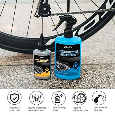 YIMAX Bike Chain Cleaner Set, Bicycle Cleaning Kit 100ML Chain Lube and  300ML Cleaning Spray Biodegradable Bike Chain Lubricant with Brushes  Cycling