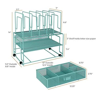 Blu Monaco 6 Piece Dark Teal Desk Organizer Set - Desk Organizers and Accessories for Women - Teal Desk Accessories - Desktop Organization