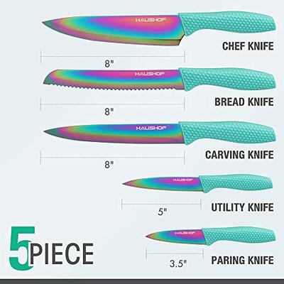 12 Pcs Steel Rainbow Kitchen Knife Set - Dishwasher Safe Knives