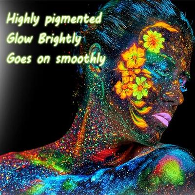 MEICOLY Glow UV Blacklight Face Paint, 8 Bright Colors Neon