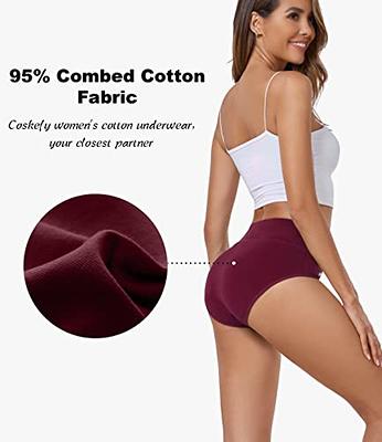coskefy Women's Cotton Stretch Underwear Full Coverage Panties for