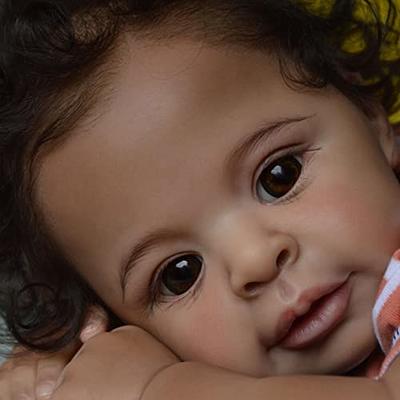 iCradle Lifelike Reborn Baby Dolls Dark Brown Skin 21 Inch Afircan