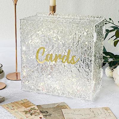 OurWarm Acrylic Wedding Card Box with String Light, Large Gift