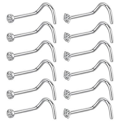 BodyAce 20G Spike Nose Rings Studs with Chains, Stainless Steel