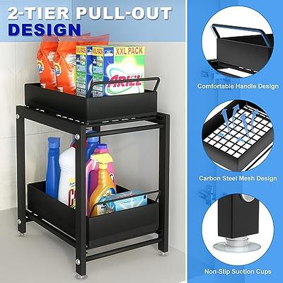 NUOYANG Pull Out Cabinet Organizer Under Sink Organizers and Storage Kitchen  Bathroom Cabinet Storage Shelf with 2 Tier Sliding Wire Drawer for Inside  Kitchen Bathroom Cabinet or Under Sink (Black) - Yahoo Shopping