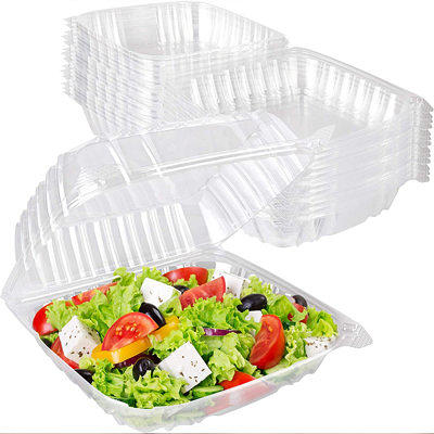 Asporto 38 oz Rectangle White Plastic to Go Box - with Clear Lid, Microwavable - 8 3/4 inch x 6 inch x 2 inch - 100 Count Box