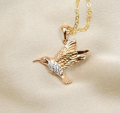 Flitting Hummingbird Charm - 14K Gold - Marty Magic Store