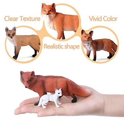 SIENON 8Pcs Fox Toy Figures Arctic Fox and Red Foxes Figurines Set