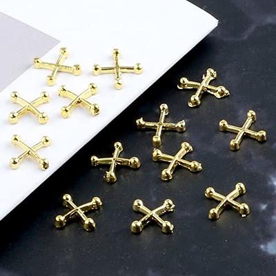  WOKOTO 100pcs 3D Gold Crucifix Nail Charms For Nail