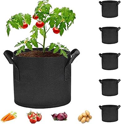 iGarden Grow Bags Tall, 10 Gallon Grow Pots 6 Pack with Handles, Heavy Duty  320G Thickened Nonwoven Fabric Plant Bag for Vegetables, Black