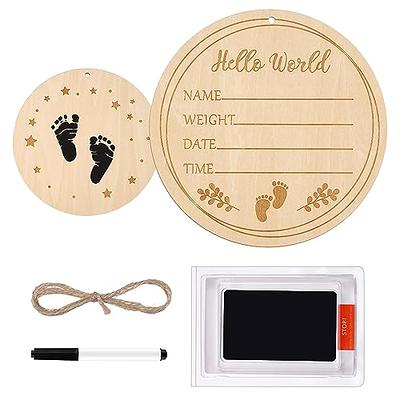 PEUTIER Baby Announcement Sign, 5.9 inch Double Side Wooden Birth