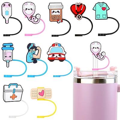 Amaxiu Straws Covers, 6 Pcs Reusable Straws Caps Cover Dust-Proof Drinking Straw  Cover for 7-8mm Straws Straws Silicone Straw Tips Cover Cute Medical Style  Straw Topper Cover for Doctor Nurse Hospital 
