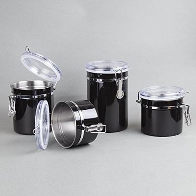 Set of 2 Black Flour and Sugar Canisters for Kitchen, Metal