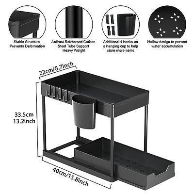 Sudifor Under Sink Organizer, Pull Out Kitchen Cabinet Organizer with 4  Hooks and Hanging Cup, 2 Tier Slide Out Sink Shelf for Kitchen Bathroom Cabinet  Organization, Black - Yahoo Shopping