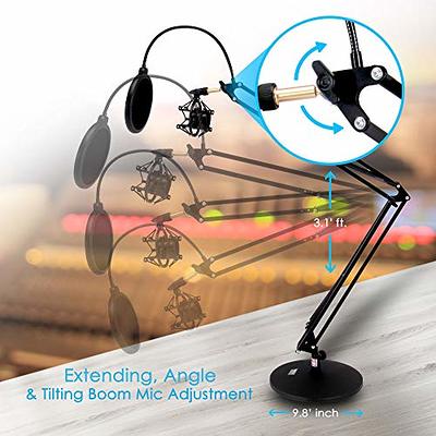 Pyle Heavy Duty Tripod Extendable Boom Microphone Height Adjustable Mic Stand