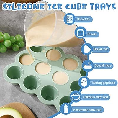 Hoolerry 4 Pcs Silicone Baby Food Freezer Tray with Clip on Lid