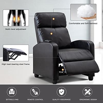 Vineego Massage Sofa Chair,Adjustable Recliner Home Theater Seating with PU Leather Padded Backrest and Thick Seat Cushion ,Black