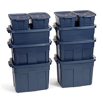 Rubbermaid Roughneck 18 Gal Storage Container Organizer, Black & Gray (6  Pack)