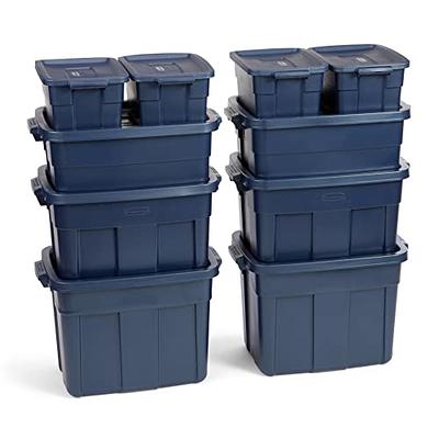 Rubbermaid Roughneck 18 Gal Plastic Holiday Storage Tote, Green