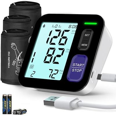 (Large Cuff) Easy@Home Digital Upper Arm Blood Pressure Monitor (BP Monitor) with 3-Color Hypertension Backlit Display and Pulse M