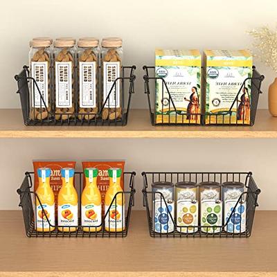 SANNO Stackable Wire Storage Baskets Chest Freezer Baskets Farmhouse  Organizer Large Organizer Bins Pantry Organization Storage Bins Rack with  Handles-Set of 2, 15.7 