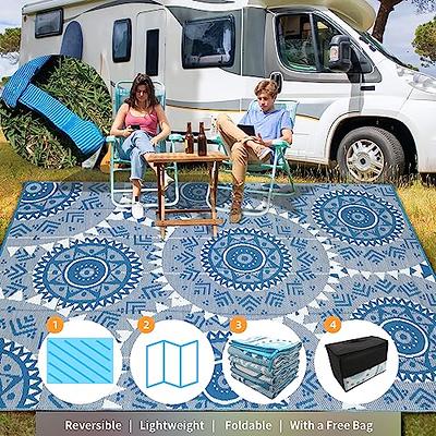 Alfolo Outdoor Rug 5x7 Waterproof Plastic Straw Outdoor Patio Rugs for RV,  Camping Rugs,Porch Balcony Rugs,Deck Rugs,Pool Rugs, Indoor Outdoor Rugs