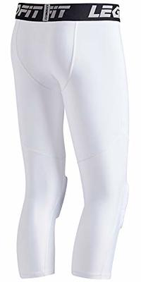 Men's Basketball Pants with Knee Pads 3/4 Capri Padded Compression