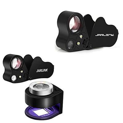 JARLINK 2 Pack 30X 60X Illuminated Jewelers Eye Loupe Magnifier, Foldable  Jewelry Magnifiers with Bright LED Light for Gems, Jewelry, Coins, Stamps