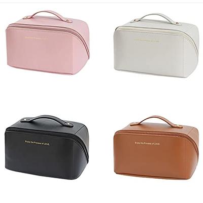 Women Cosmetic Bag Plaid Toiletries Travel Storage Bag PU Leather