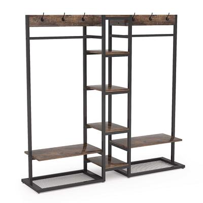 BYBLIGHT Carmalita Brown Garment Rack with 2 Fabric Drawers