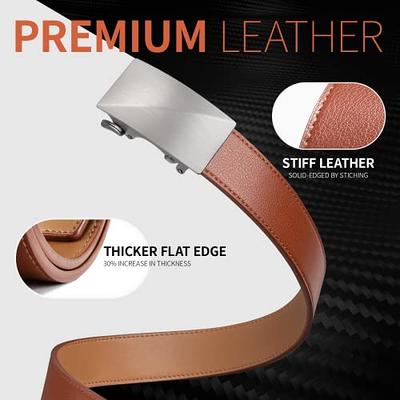 Zitahli Mens Belt Leather 2 Pack - Ratchet Belt for Men Dress Pant Shirt Oxfords,Micro Adjustable Brown Belt,Trim to Fit