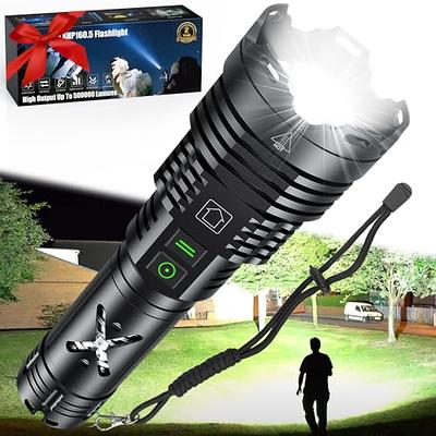 Rechargeable Flashlight High Lumens, 120000 Lumens XHP70.2 Super Bright  Powerful Tactical LED Flashlights, Zoomable, 5 Modes, Waterproof Flashlight  for Emergencies, Hiking, Camping 