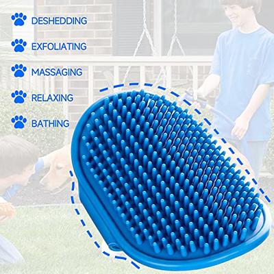 Dog Bath Brush Dog Grooming Brush,Pet Shampoo Soothing Massage Rubber Comb  with Adjustable Ring Handle